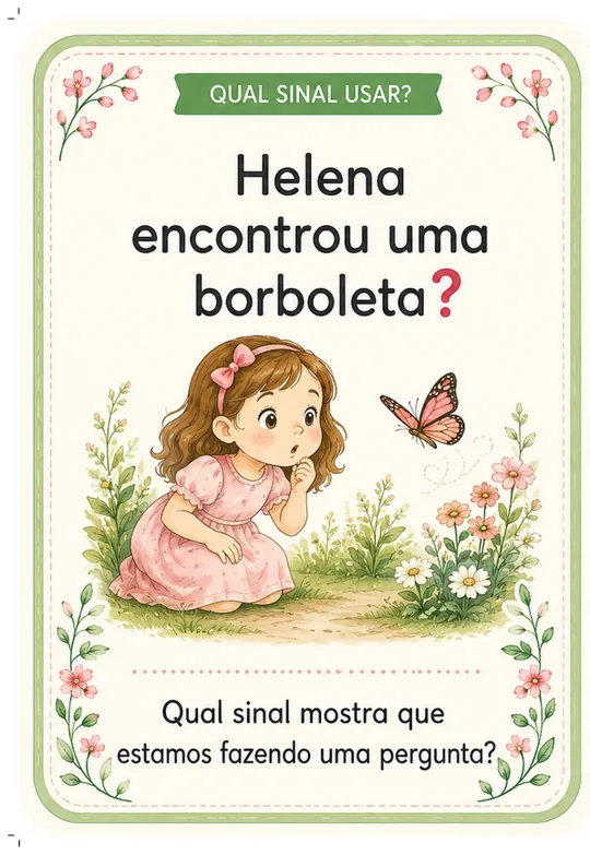 Cartão: Helena encontrou uma borboleta