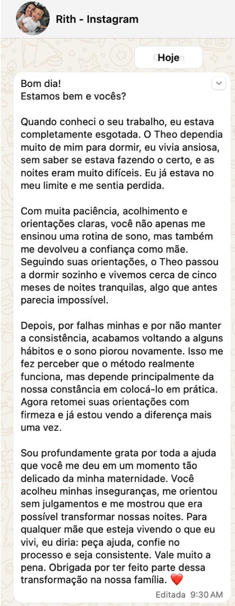 Conversa real no WhatsApp com a mãe do Theo